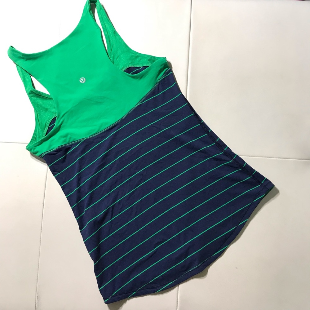 Lululemon Run first base tank slalom stripe green - Picture 7 of 9